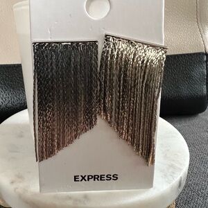 Silver fringe dangle earrings from express